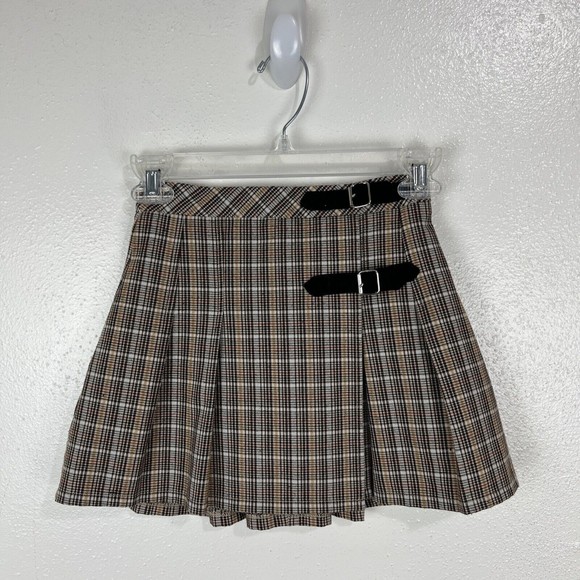 Katie J NYC Skirt Youth Medium Brown Plaid School Girl Pleated Mini A-Line Kids - Picture 12 of 12